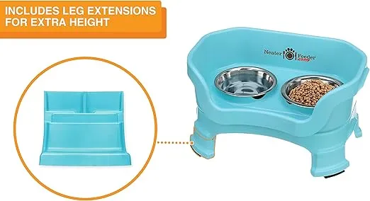 Neater Feeder Deluxe CAT Mess Proof Feeder for Cats, 1 Cup Food & 1-1/2 Cup Water Whisker-Friendly Stainless Steel Bowls, Adjustable Height, Elevated, No Spill, Non-Tip, Non-Slip. Made in USA