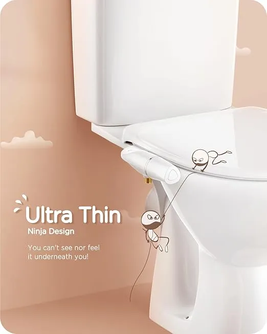 Ciays Bidet Attachment for Toilet Ultra-Slim Bidet Sprayer Non-Electric Dual Nozzle for Feminine/Posterior Wash Bidet Toilet Attachment with Pressure Controls,Sliver/White Standard
