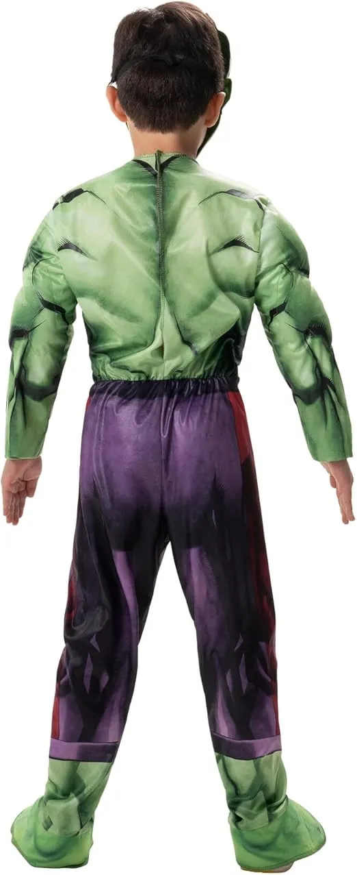 Marvel Hulk Official Youth Halloween Costume - Premium Quality Padded Jumpsuit with Plastic Mask
