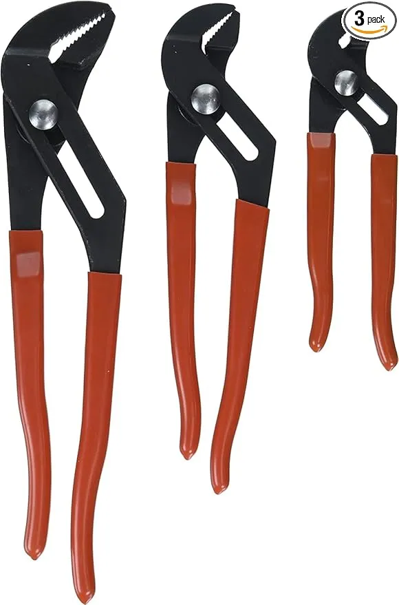 Crescent 3-Piece Straight Jaw Dipped Handle Tongue & Groove Plier Set - Premium Tool Set - Hand Tool with Black Phosphate Finish & Self-Locking Jaw - RT200SET3-05