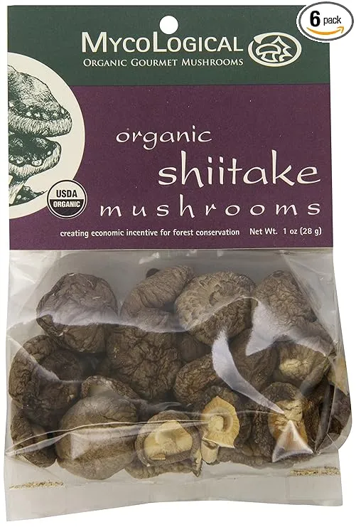 Mycological Dried Organic Shiitake Mushrooms, 1-Ounce Packages (Pack of 6)