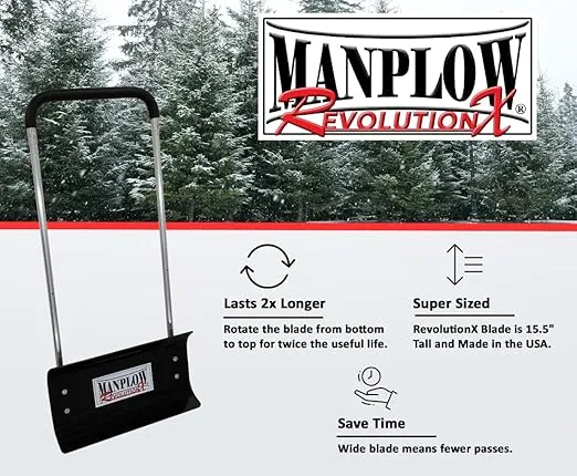MANPLOW RevolutionX Snow Pusher with U Handle (40 Inch)