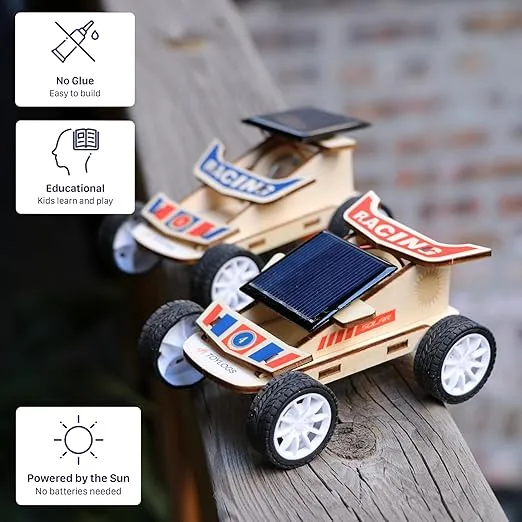 2 Pack Solar Mini Car DIY Sets for Classroom Education, STEM Gift for Boys and Girls, Kids Parties