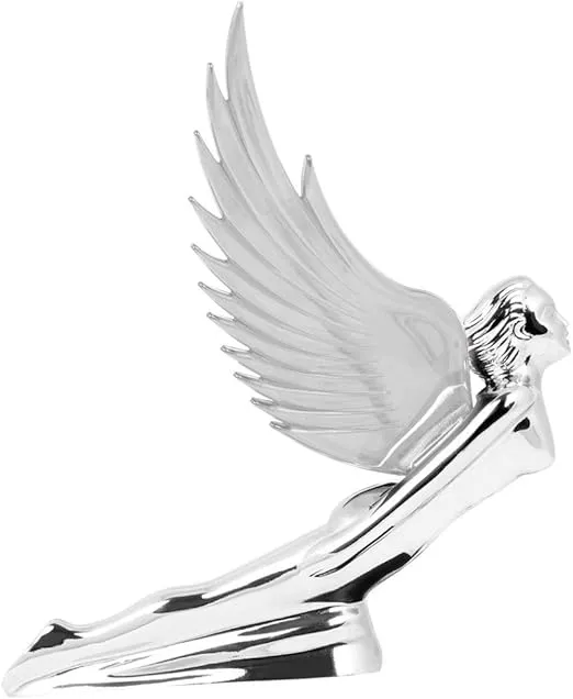 GG Grand General 48056 Clear 8 X 8 inches Chrome Flying Goddess Hood Ornament with Windriders