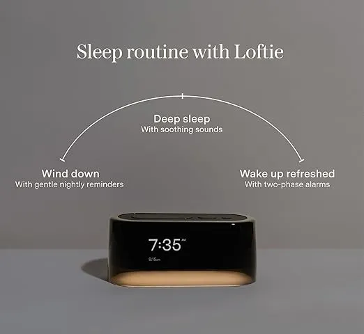 Loftie Smart Alarm Clocks for Bedrooms - Sound Machine Smart Alarm Clock w/Light, Bluetooth Speaker, White Noise, Nature Sound, Nightlight, Blackout Mode - Smart Clock Gift Idea (Coffee Top)
