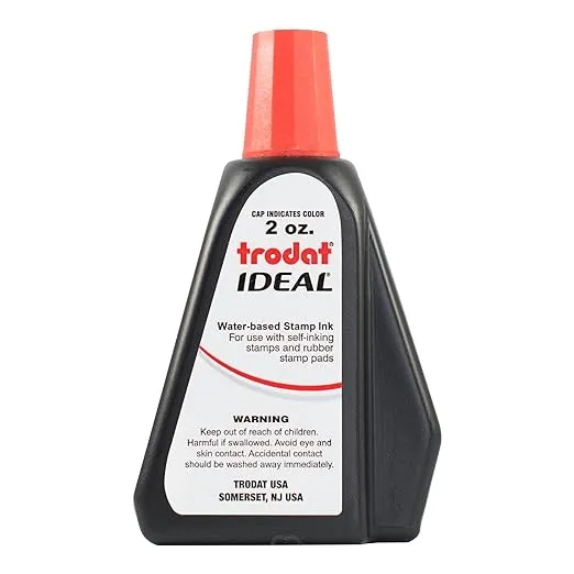 Trodat 53024 Ideal Premium Replacement Ink for Use with Most Self Inking and Rubber Stamp Pads, 2 oz., Red