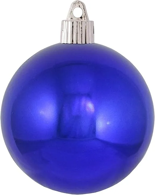 Christmas By Krebs 3 1/4" (80mm) Shiny Azure Blue [8 Pieces] Solid Commercial Grade Indoor and Outdoor Shatterproof Plastic, UV and Water Resistant Ball Ornament Decorations