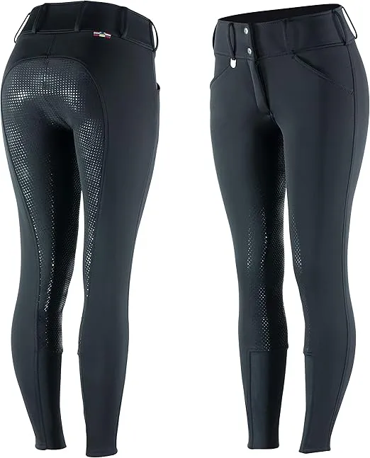 HORZE Grand Prix Women's Winter Silicone Full Seat Breeches | Fleece-Lined Water Resistant Horse Riding Pants
