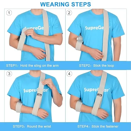 supregear Arm Sling, Adjustable Shoulder Brace Immobilizer Rotator Cuff Lightweight Arm Swathe Support for Shoulder Injury, Broken/Fractured Bones for Left and Right Arm Men and Women (Grey, M)