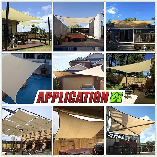 ColourTree 11' x 16' Custom Size Beige TADS9.5 Square Waterproof Sun Shade Sail UPF50 Canopy Awning Shelter, 95% UV Blockage & Water Resistant, Outdoor Patio Garden Carport (We Make Custom Size)