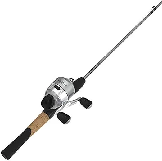 Zebco 33 Platinum Spincast Reel and Fishing Rod Combo, Anti-Reverse Clutch, Silver