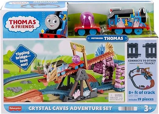 Thomas & Friends Motorized Toy Train Set Crystal Caves Adventure with Thomas, Tipping Bridge & 8 Ft of Track for Preschool Kids Ages 3+ Years​