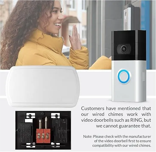 Newhouse Hardware CHM24V White 24-Volt Wired Doorbell Chime | Electrical Door Bell for Homes | Hard-Wired Door Chimes with Front Door Ding-Dong and Rear Tone | Home Improvement Electrical Equipment