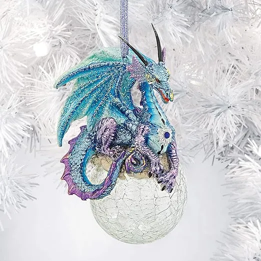 Design Toscano Frost The Gothic Dragon Holiday Ornament Christmas Décor, 3 Inches Wide, 3 Inches Deep, 5 Inches High, Handcast Polyresin, Full Color Finish