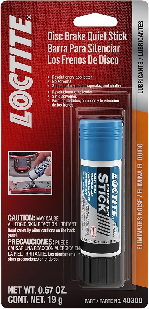 Loctite Disc Brake Quiet Stick for Automotive, Stops Brake squeals, squeaks, and Chatter, Eliminates Noise, No Solvents, Water Resistant | 19 Gram Stick (PN: 40300-718808)