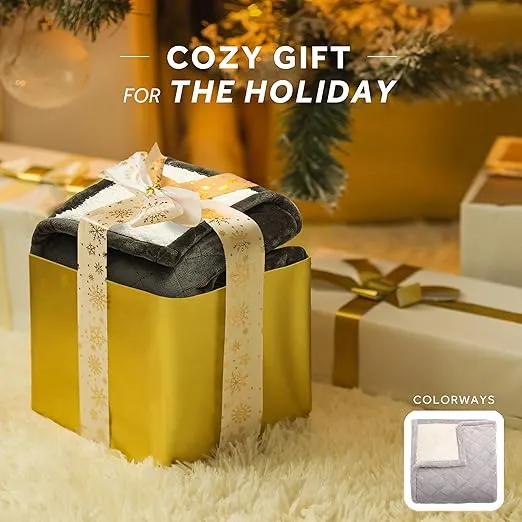 Sunbeam Quilted Royal Posh Velvet Reverse Sherpa Heated Throw Electric Blanket, 50" x 60", 4 Heat Settings, 4-Hour Auto Shut-Off, Warming Cozy Throw for Couch, Sofa or Bed, Machine Washable, Olive