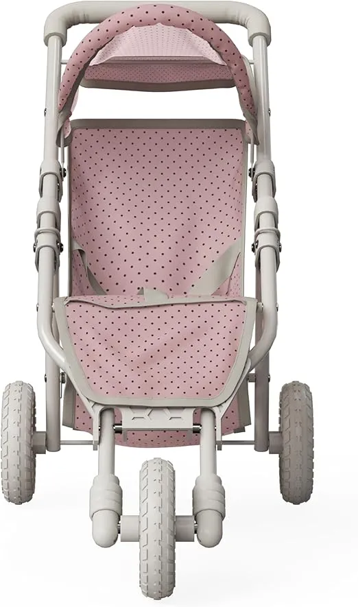 Olivia's Little World Doll Jogging-Style Stroller with Canopy, Storage Underneath, Pink and Cream and Gray