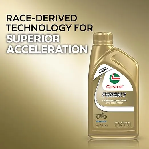 Castrol Power1 V-Twin 20W-50 Full Synthetic Motorcycle Oil, 1 Quart, Pack of 6