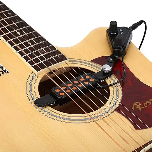 12 Sound Hole Guitar Pickup,Magnetic Pickup Transducer with Volume Tone Tuner Kit for Acoustic Guitar