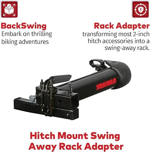 Yakima BackSwing Hitch Mounted Swing Away Locking Bicycle Bike Rack Adapter Converter for 2 Inch Receivers with Latch and Same Key System Lock, Black