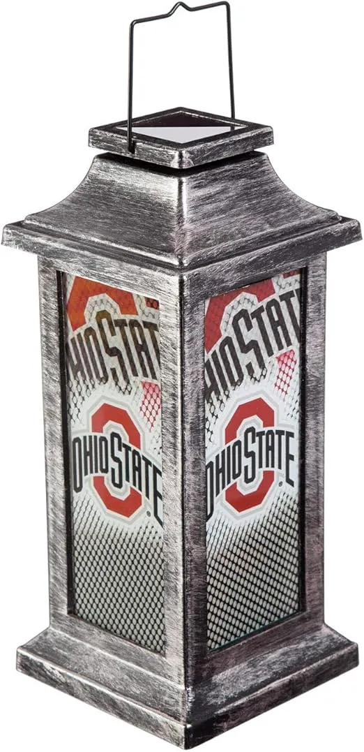 Team Sports America Ohio State University Solar-Powered Outdoor Safe Hanging or Table Garden Lantern | Candle Home Decor