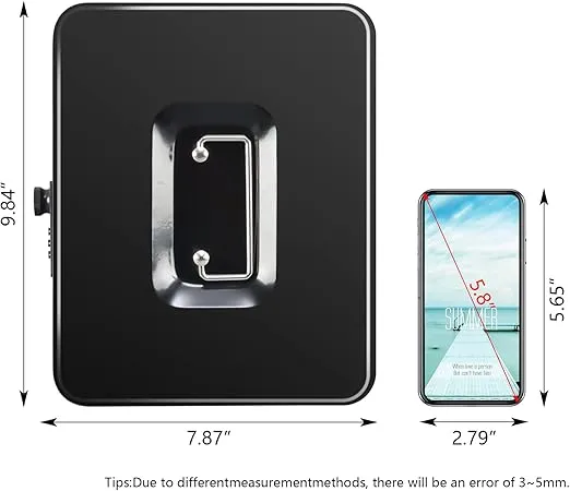 KYODOLED Large Cash Box with Combination Lock Safe Metal Money Box with Money Tray for Security Lock Box 9.84"x 7.87"x 3.54" Black