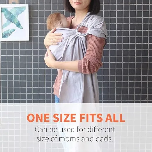 Baby Ring Sling Baby Carrier, Extra Soft Baby Sling Carrier for Newborn to Toddler, Lightweight Breathable Adjustable Baby Wrap Sling, Grey