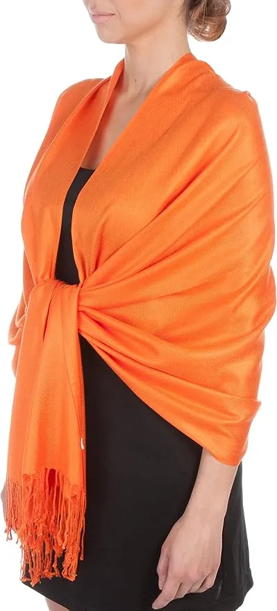 Sakkas Large Soft Silky Pashmina Shawl Wrap Scarf in Solid Colors