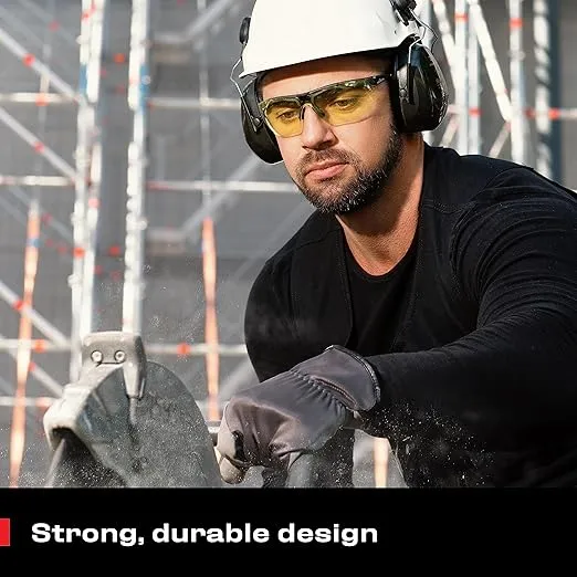 NoCry Yellow Safety Glasses for Men - ANSI Z87 Safety Glasses with Scratch Resistant Coating - 100% UV Resistant Blue Light Safety Glasses Anti Fog and Highly Adjustable Shooting Eye Protection