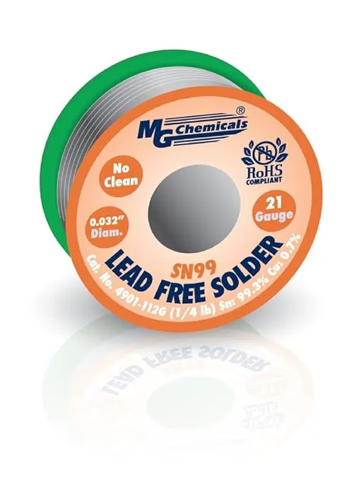 MG Chemicals - 4901-112G Sn99 No Clean Lead Free Solder, 0.032" Diameter, 1/4 lb Spool