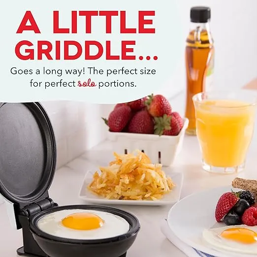 DASH Mini Maker Electric Round Griddle for Individual Pancakes, Cookies, Eggs & other on the go Breakfast, Lunch & Snacks with Indicator Light + Included Recipe Book - White