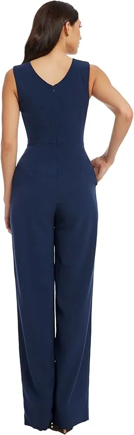 Dress the Population Womens Sandra Sleeveless V-neck Wide Leg Jumpsuit