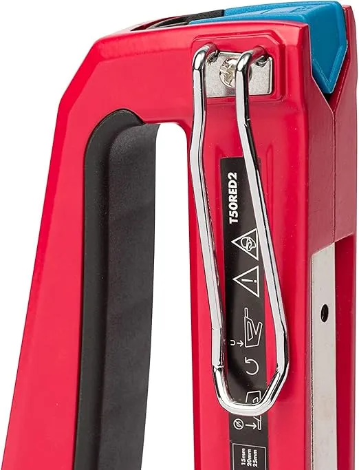 Arrow T50RED2 Heavy Duty Manual 2-in-1 Staple Gun and Brad Nailer for Upholstery, Framing, Insulation, Crafts, and Furniture, Red
