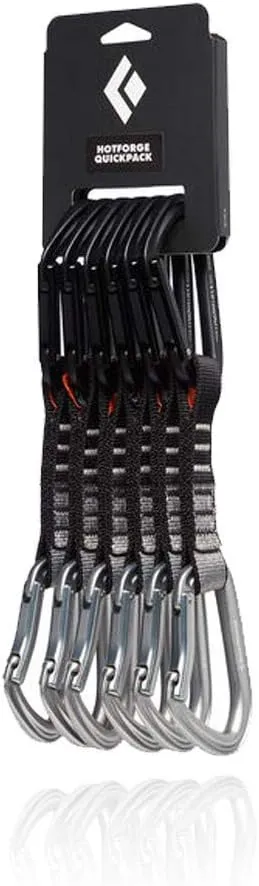 BLACK DIAMOND Hotforge Hybrid Draw Carabiner Quickpack 12cm (6 Pack), Hotforge Straightgate (top) and Hotforge Bentgate (Bottom)