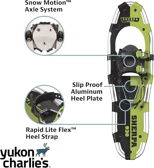 Yukon Charlie's Sherpa Snowshoe, Snowshoes for Men & Women, Snowshoeing Kits for All Skill Levels, Multiple Sizes & Models