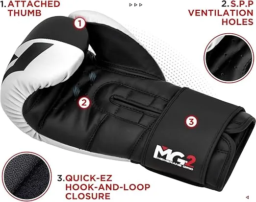 RDX Boxing Gloves, Maya Hide Leather Training Gloves for Muay Thai, Kickboxing, Sparring, Punch Bag, Punch Bag, Kickboxing Gloves, Martial Arts Training, Home Gym, Men, Women, 8 10 12 14 16 oz