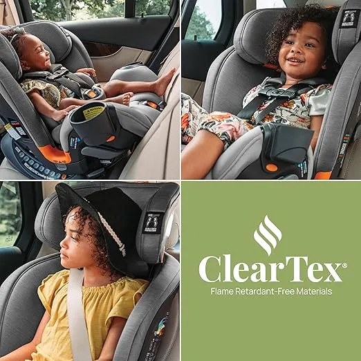 Chicco OneFit ClearTex All-in-One Car Seat, Slim Design, Rear-Facing Seat for Infants 5-40 lbs., Forward-Facing Car Seat 25-65 lbs., Booster 40-100 lbs., Convertible Car Seat | Drift/Grey