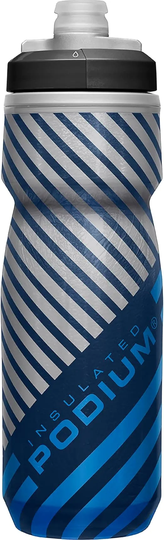 CamelBak Podium Chill Insulated Bike Water Bottle - Easy Squeeze Bottle - Fits Most Bike Cages - 21oz, Navy Stripe