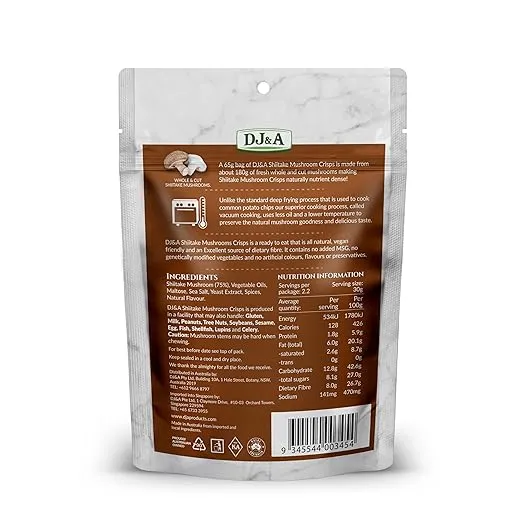 Shiitake Mushroom Crisps - Lightly Cooked and Seasoned 2.3 Ounce…