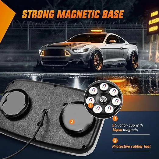 Nilight 12 Inch Roof Top Strobe Lights 48LED Hazard Light Emergency Safety Warning LED Flashing Light Bar Magnetic Mount 12V 24V Cars Trucks Tractors Snow Plows Construction Vehicles