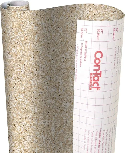 Con-Tact Brand Creative Covering, Self-Adhesive Shelf Liner, Multi-Purpose Vinyl Roll, Easy to Use and Apply, 18'' x 16', Beige Granite