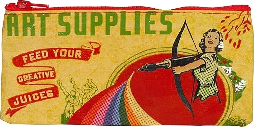 Blue Q Pencil Case, Art Supplies. Hefty Zipper, Sturdy and Easy-to-Rinse-Clean, 95% Recycled Material. Organize a Larger Bag - Store Makeup, Chargers, Receipts, Pencils. 4.25"h x 8.5"w