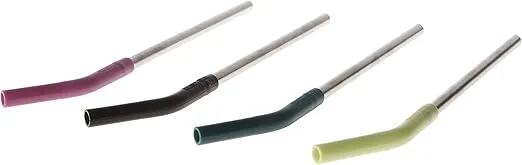 Klean Kanteen Straw 4-pack, Stainless Steel with Safe, Removable Silicone Tips - 8mm Diameter - Multi-Color, One Size (1005789)