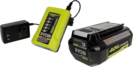 Ryobi (1) OP404 40 Volt Battery Charger (1) OP40401 40 Volt 4.0 Ah Lithium-ion Battery