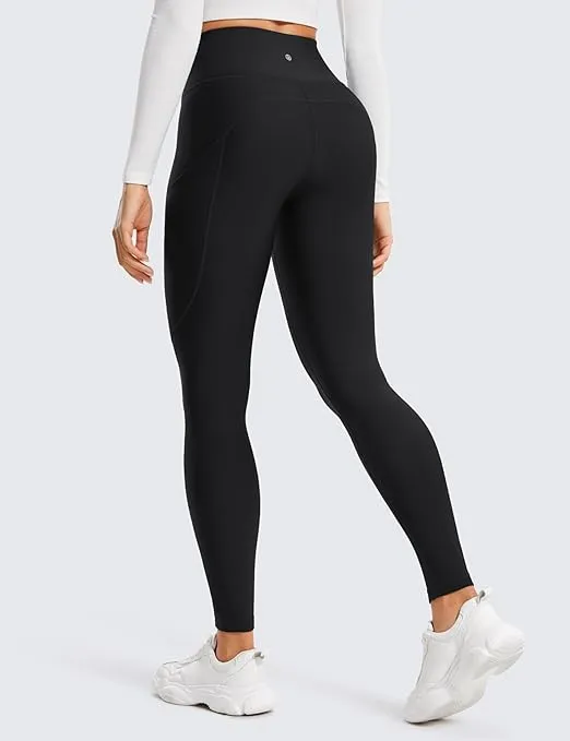 CRZ YOGA Thermal Fleece Lined Leggings Women 28'' - Winter Warm High Waisted Hiking Pants with Pockets Workout Running Tights