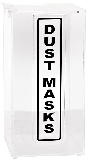 Brady M420 Plastic Acrylic Dust Mask Dispenser, Black on Clear, 6" W, 6" D, 12-1/2" H