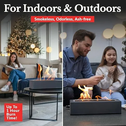 Tabletop Fire Pit - Concrete Outdoor & Indoor Fire Pit Tabletop, Smores Maker Kit, Table Top Firepit, Small Portable Mini Indoor Fireplace