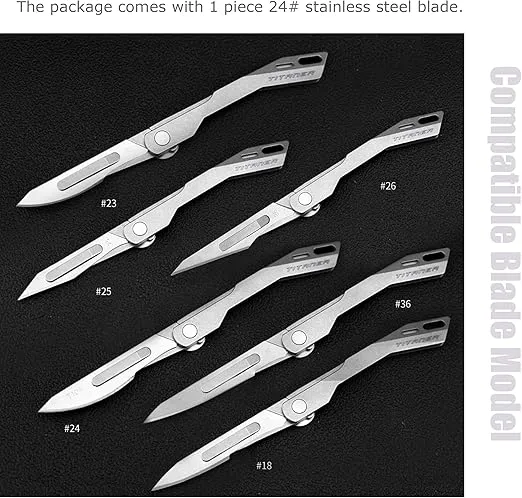 Titanium Utility Knife Scalpel Knife EDC Tool Knife with #24 Blade