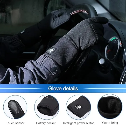SAVIOR HEAT Heated Gloves, Battery Electric Heated Glove Liners for Men Women Ultra-Thin Hand Warmers Rechargeable Touchscreen Winter Gloves for Outdoor Sports, Black