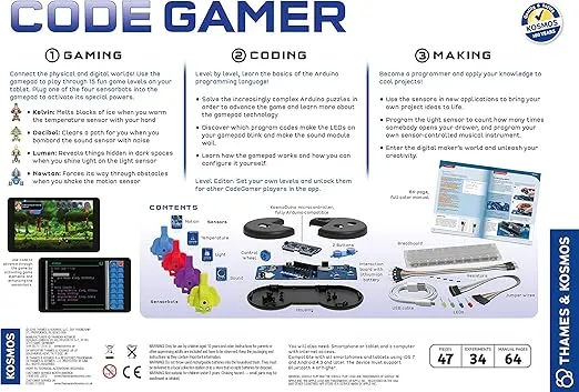 Thames & Kosmos Code Gamer: Coding Workshop & Game | Ios + Android Compatible | Learn To Code | Four Sensors | Powerful Arduino Board | Winner Toy of The Year Award | Parents' Choice Gold Award Winner